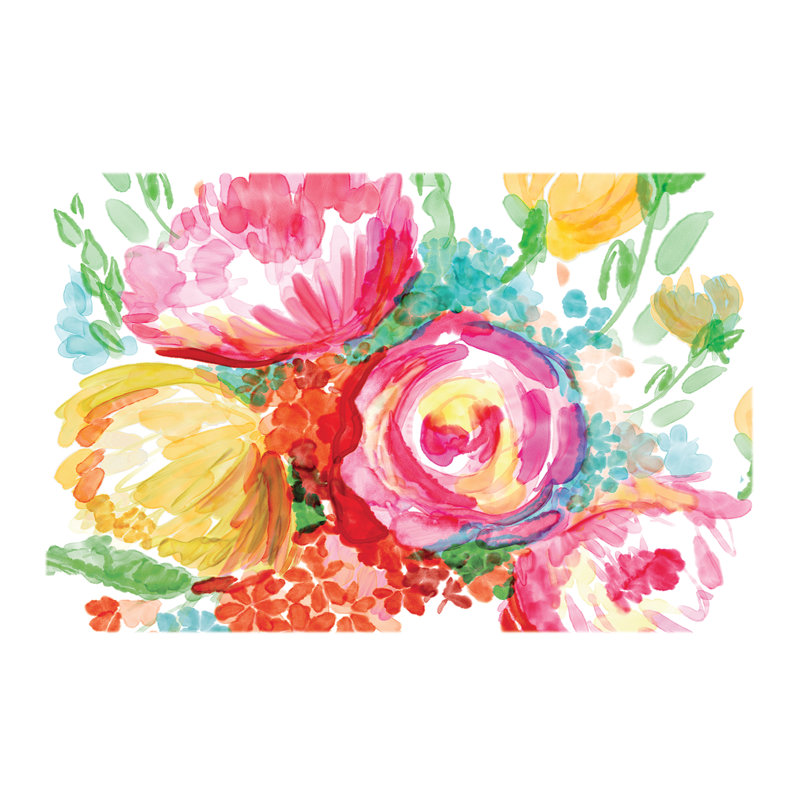 Watercolor Bright Flowers 3 - Wrapped Canvas Print, 46cm H x 30cm W x 3.8cm D