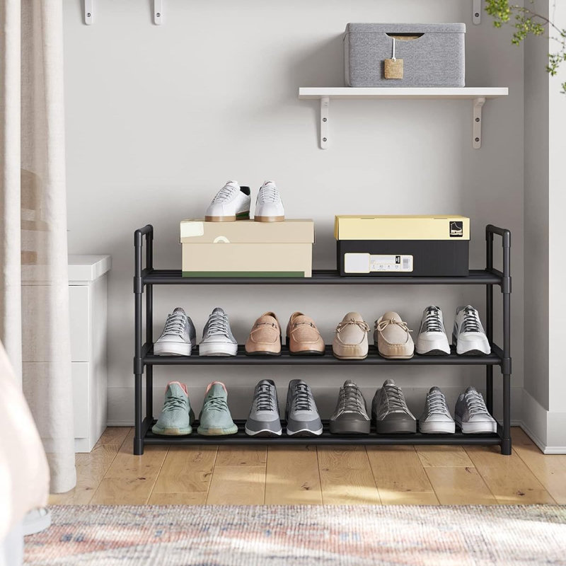 Range-chaussures en métal à 3 niveaux, noir