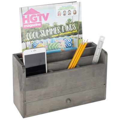 Solid Wood 5 Slot Desk Organiser