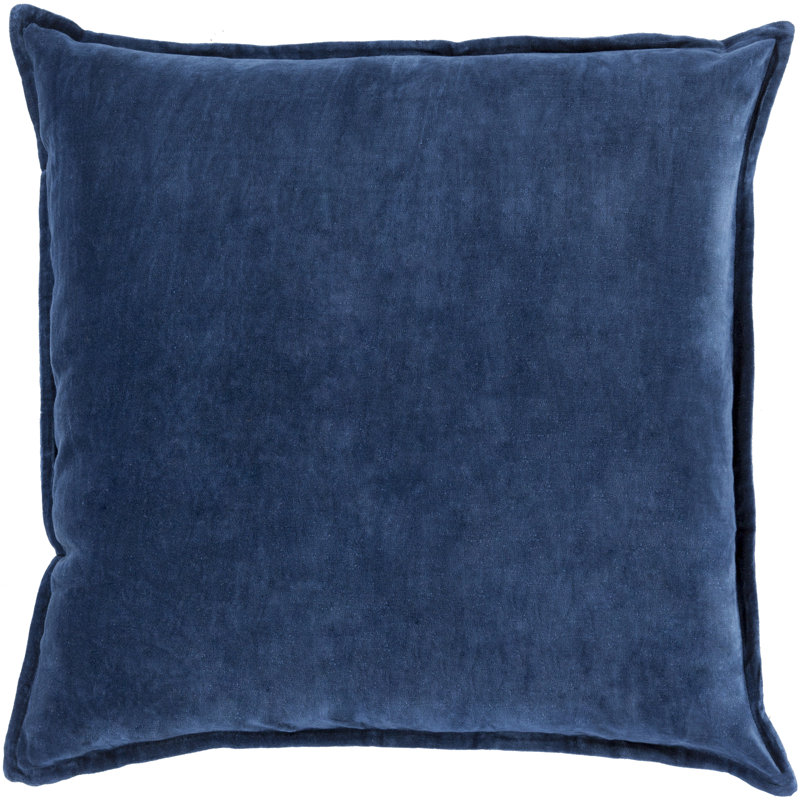 Oreiller 100% coton Edgar Square, Marine, Housse de coussin seulement - sans coussin, H 22 po x l 22 po