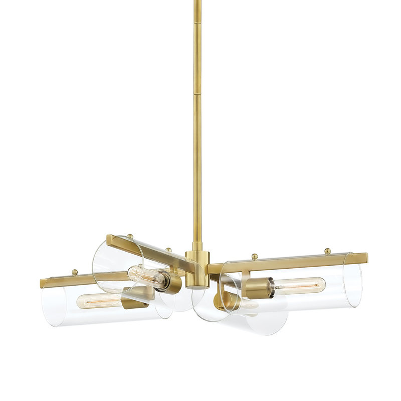 Lustre linéaire moderne Spoutnik 4 lumières Ariel, Laiton vieilli