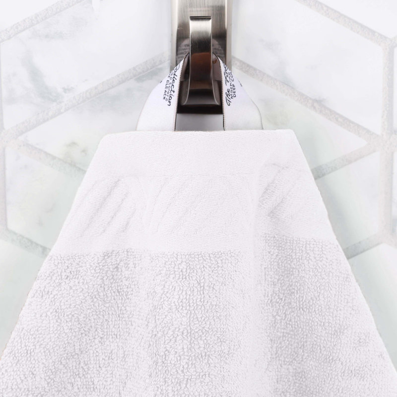 Olender Certified Egyptian Cotton Medium Weight Textured Soft Absorbent Solid 3 Piece Assorted Bathroom Towel Set, White