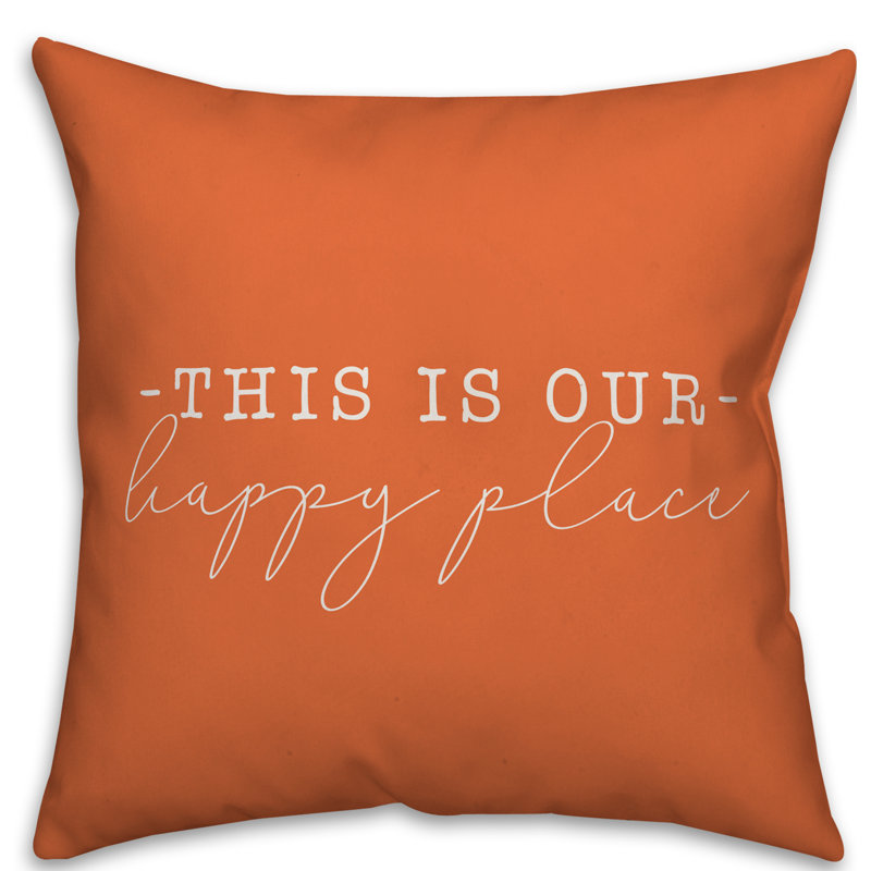  Housse et insert de coussin carré This is Our Happy Place, H 18 po x l 18 po, Orange