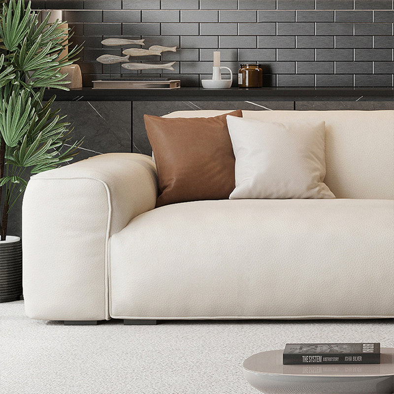 Coussin modulaire 100% polyester crème, 28.35" H x 102.36" W x 39.37" D, 3