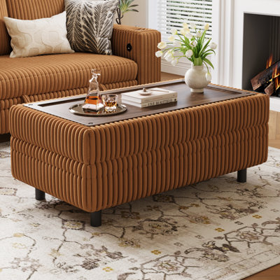 Sherry 40.55'' Upholstered Storage Ottoman with Tray