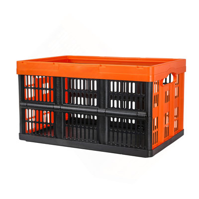 Plastic Collapsible Storage Basket, 45L 3 Packs, Folding Stackable Storage Containers/Bins With Handles, Large Heavy Duty Containers For Clothes, Toys, Books, Snack, Shoes And Grocery Organizing