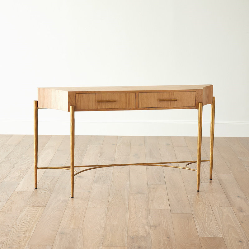57.5'' W Solid Wood Console Table, Brown, Gold