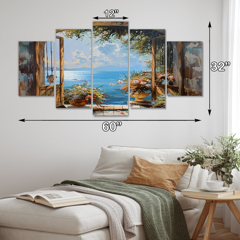 Rosenfeld - "Coastal Windows", art mural sur toile 5 pièces