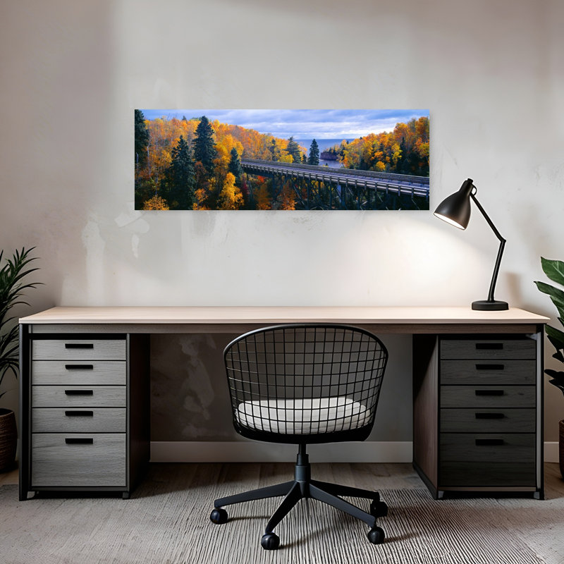 Baptism River into Lake Superior Tettegouche State Park Minnesota 1 Piece Wrapped Canvas Panoramic Wall Art