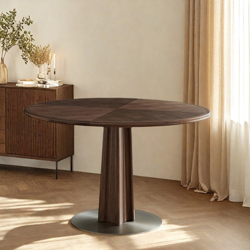 Elegant and functional dining table, Walnut/Silver, 29.52"H x 47.24"L x 47.24"W