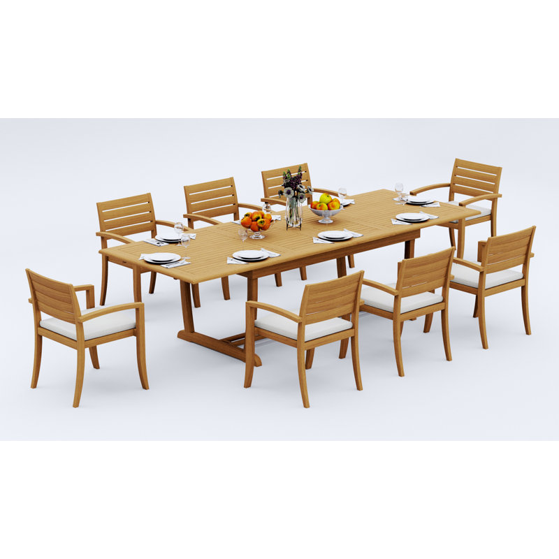 Ensemble de table d'extérieur rectangulaire L 82 po Alvarado, 30.5" H x 118" L x 40" W, 8