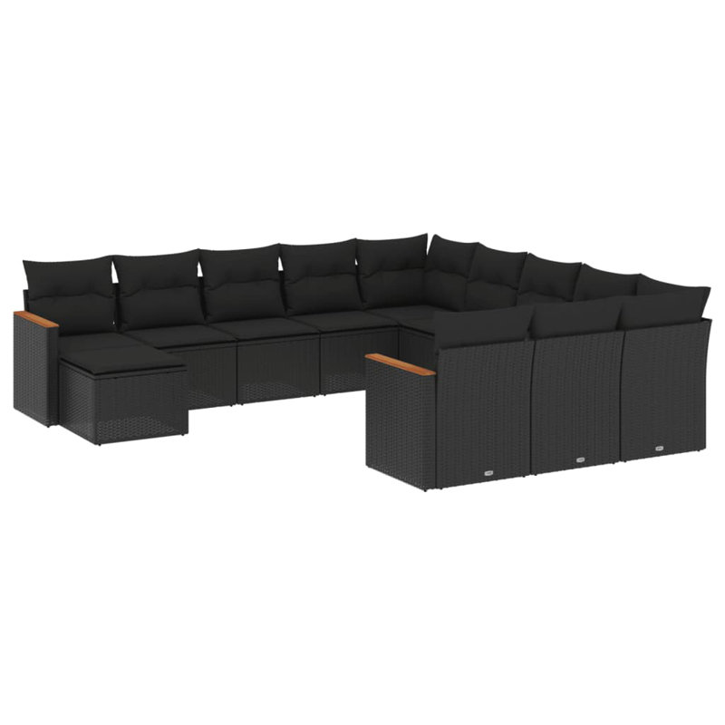  Ensemble de canapé de jardin noir