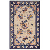 Small Size Ivory Antique Chinese Food Dog Design Ningxia Rug