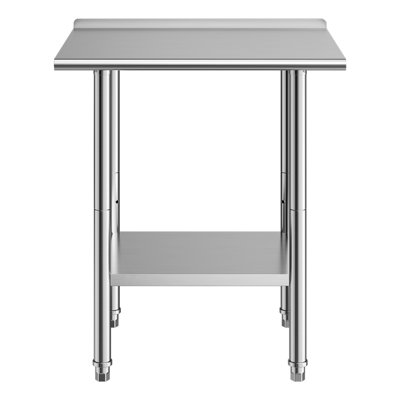 Table de travail en acier inoxydable, table de préparation alimentaire 61 x 76 cm avec dosseret, poste de travail de cuisine professionnel avec tablette inférieure réglable, table de travail utilitaire robuste en métal