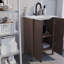 Meuble-lavabo avec portes et comptoir en résine Freestand
