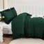Ensemble d'édredon très foncé vert émeraude, ensemble de literie 3 pièces Boho Vintage Solid Forest Ruffle, ensemble de lit léger toutes saisons (édredon 104 x 90 po et 2 taies d'oreiller)-130873978-130873974