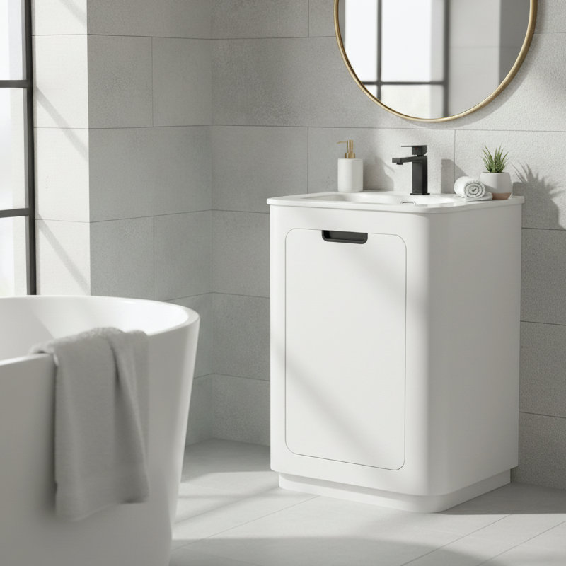 Atticus 24 Inch Bathroom Vanity with Sink, White/Black