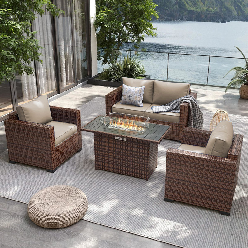 3-piece Outdoor Loveseat Cushion Set - 48x24 In,thick, Waterproof Patio Deep Seat Chair Cushions For 2-person Wicker Rocker,bench -all-weather For Porch, Garden