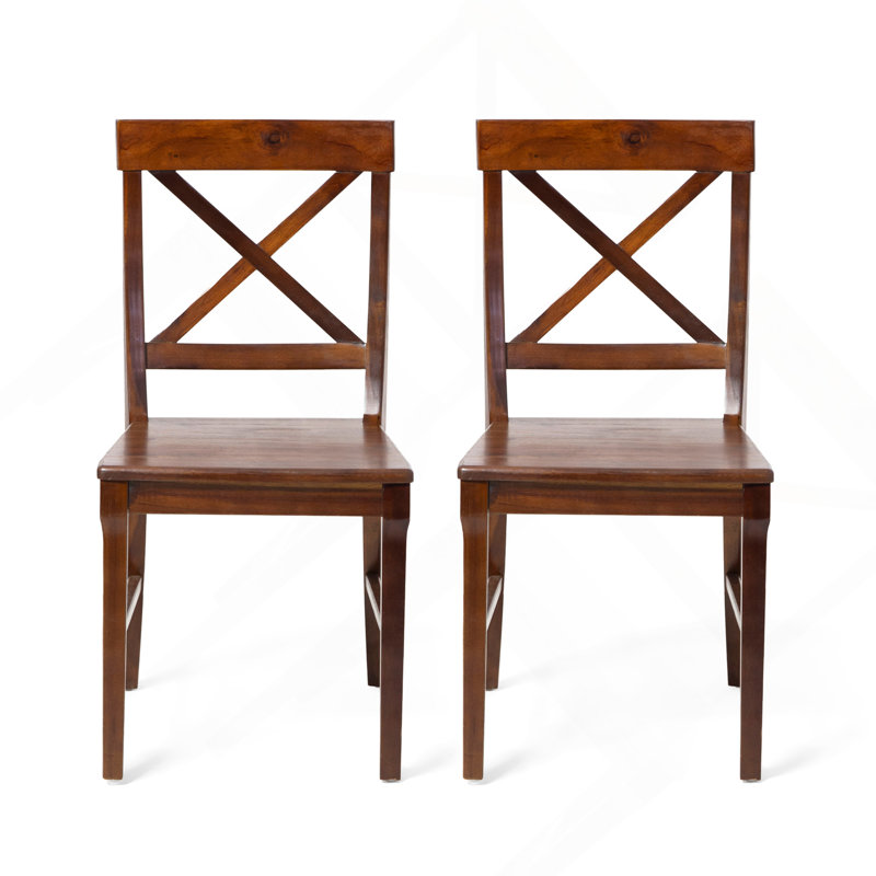 Chaise de salle à manger en bois d'acacia (ensemble de 2), acajou riche