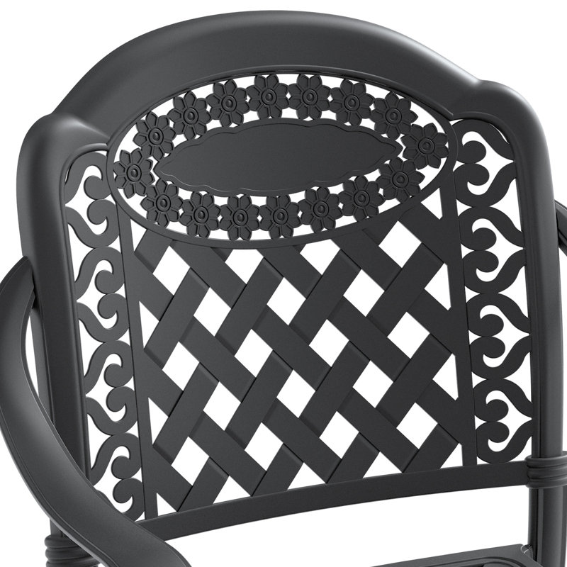 Ensemble de 3 meubles de patio en aluminium coulé avec coussins rouges