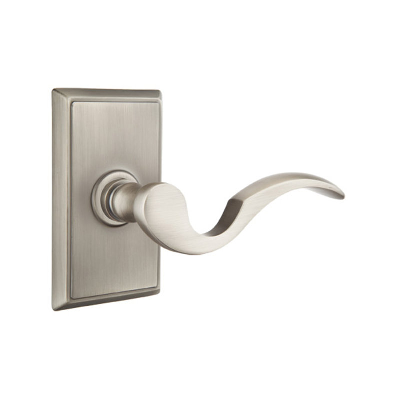 Cortina Wave/Drop Passage (Hall & Closet) Door Lever with Rectangle Rosette, Antique Nickel, Right