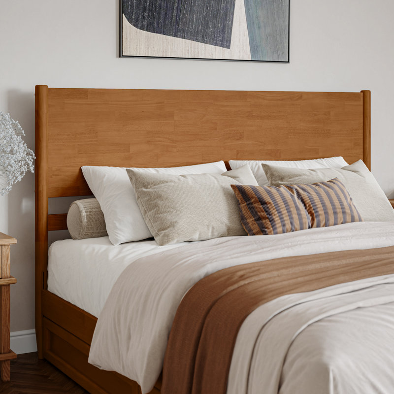 Ronan Wood Platform Bed with Footboard and Storage Drawers, Light Toffee, King
