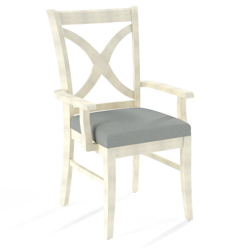 Fauteuil Hues, Finition blanc givré antique, Indigo géométrique 0414-63