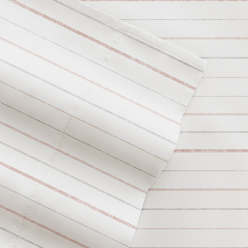 Twin Terracotta Stripe Microfiber 4-Piece Sheet Set