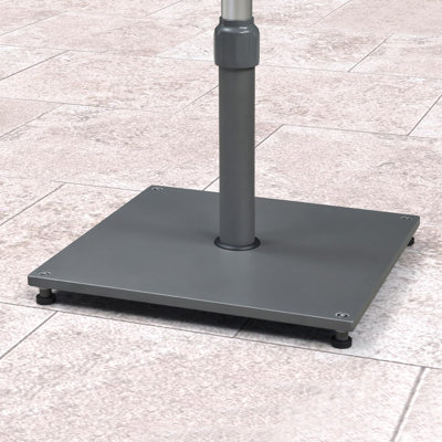 Patio Umbrella Base Stand At Market Table Weighted Base Outdoor Heavy Duty Square Steel Plate Stand