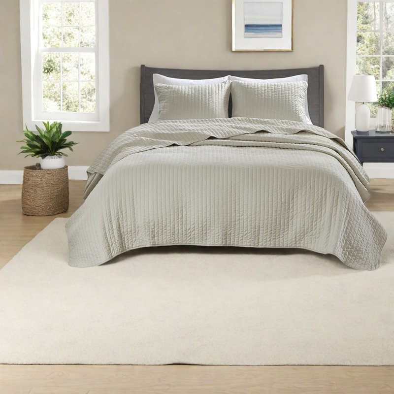 Cozy Farmhouse Bedding Sets, Cream Cotton Quilt, All-season Comfort
