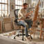 Ergonomic Drafting Chair Tall Office Chair with Flip-up Armrests,  Lumbar Support and Adjustable Footrest Ring.-401310253