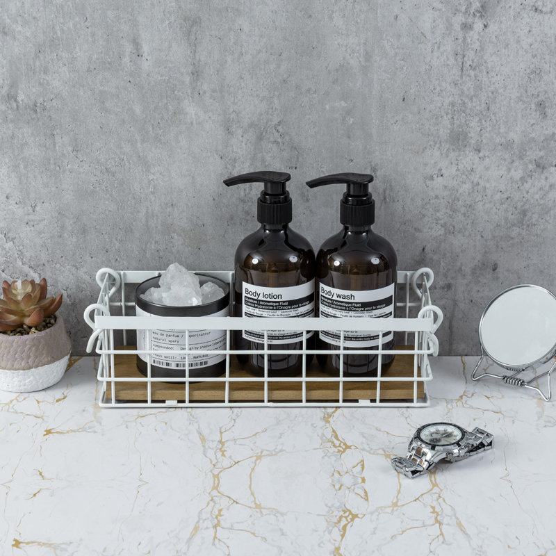 2-Piece White Metal Storage Baskets Bin