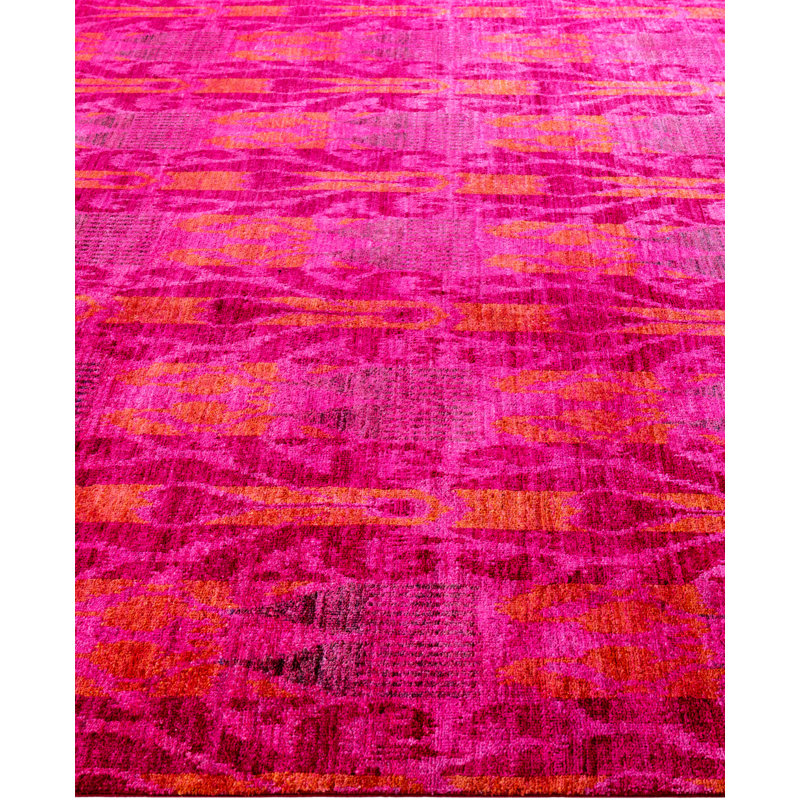 Overdyed Hand-Knotted Wool Modern-Contemporary Pink Area Rug 9' 10" x 14' 4"