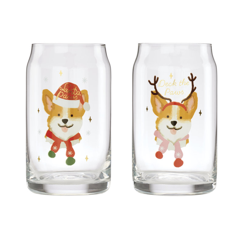 Ensemble de 2 verres refroidisseur Cambridge Holiday Corgi Can