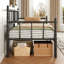 Structure de lit de jour simple en métal moderne avec support à lattes en acier, canapé-lit peu encombrant pour chambre d'amis et chambre à coucher, aucun sommier nécessaire, noir-1468468733