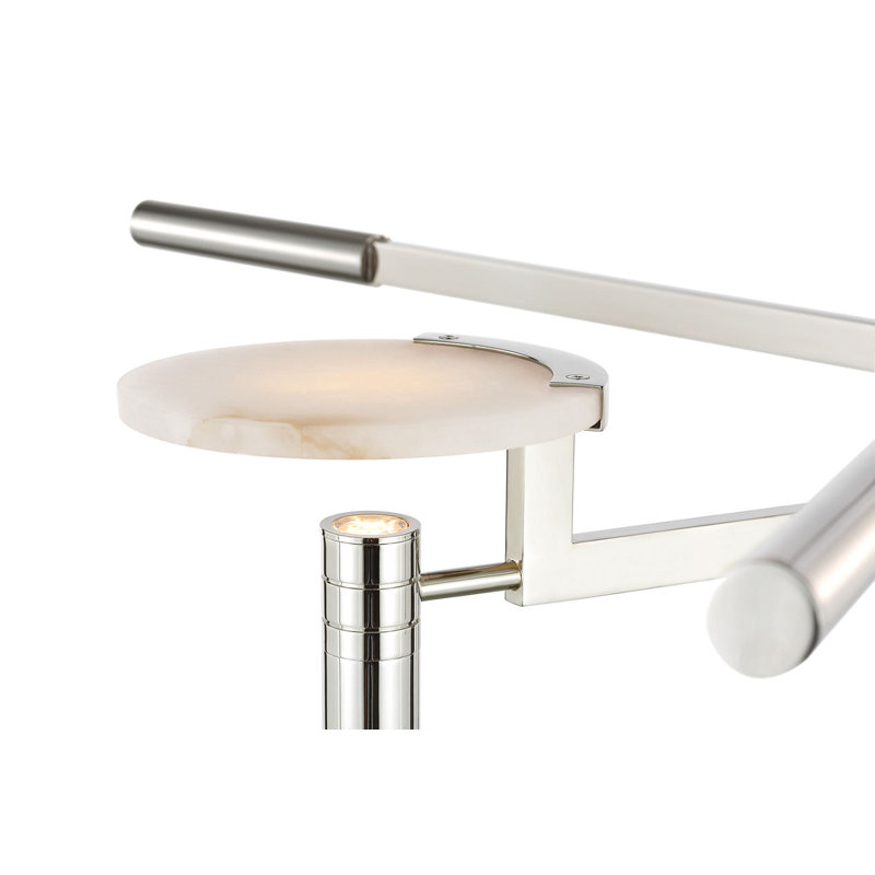 Melange 36" Floating Disc Chandelier with Alabaster, Polished Nickel