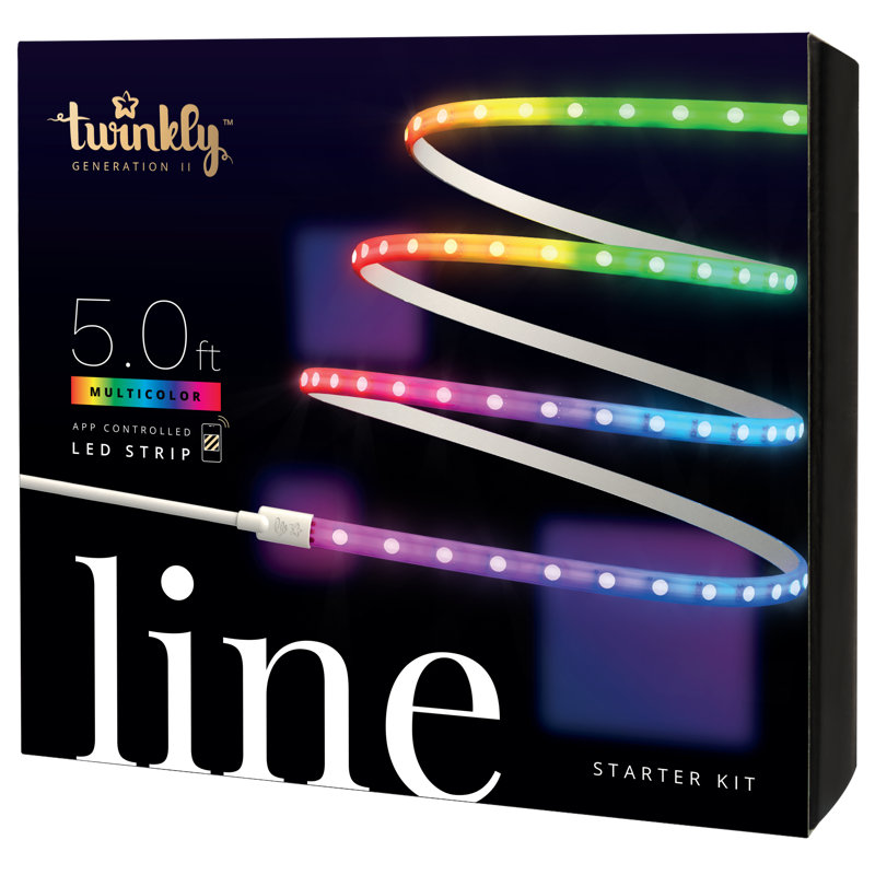 Twinkly 5' Adhesive Magnetic Multicolor LED Indoor Line Light Strip Starter Kit, White