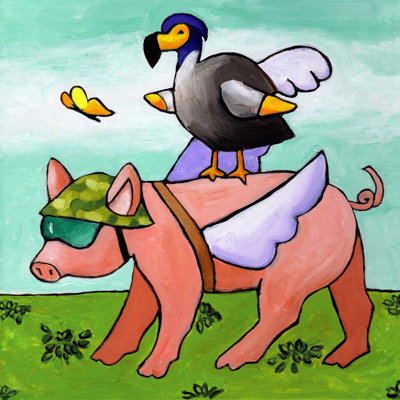 'Uh Oh No Go Dodo' by Janet Nelson Print on Wrapped Canvas