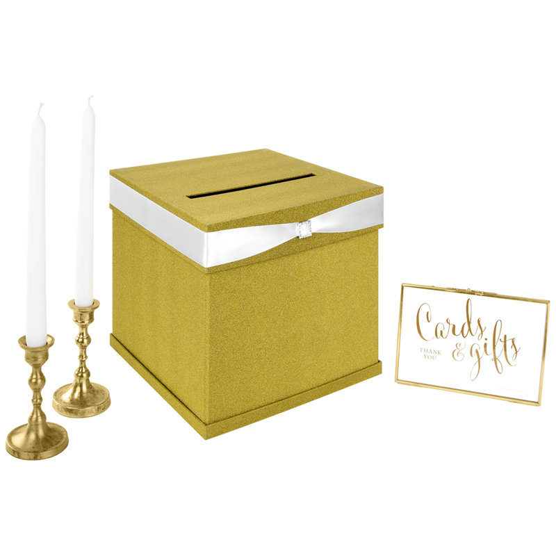 Boîte à cartes de mariage paillettes, Or