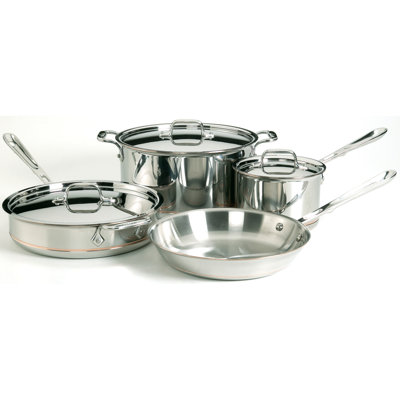 All-clad Copper Core 7 Piece Cookware Set In Silver