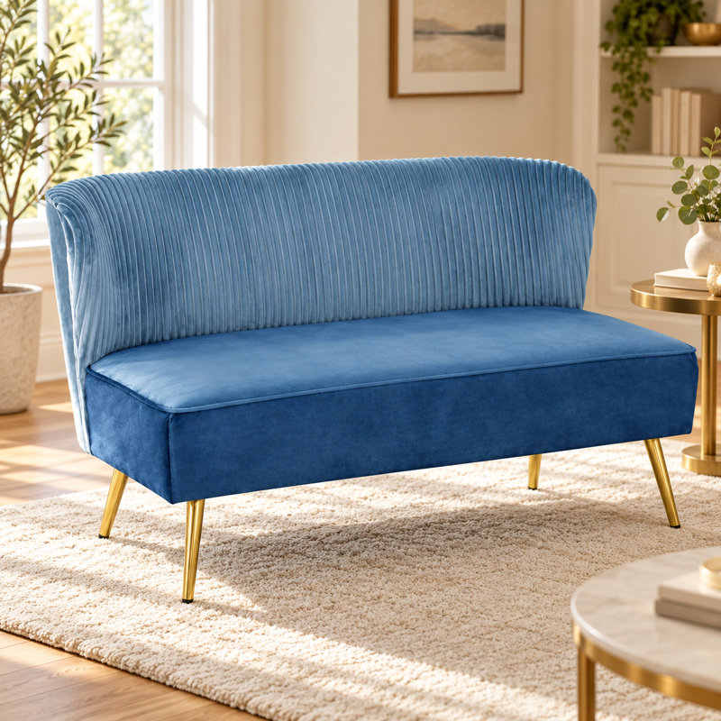  Melaka Sofa, 32.3" H x 57.1" W x 27.2" D, Blue