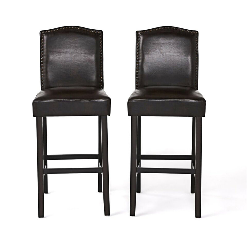 Ensemble de 2 chaises de salle à manger rembourrées avec tabouret de comptoir, Marron foncé