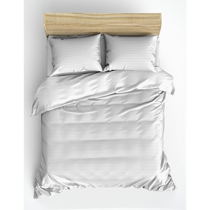 Luxurious Satin Super King Quilt Cover Set, 100% Cotton, 102.4 x 86.6 inches | 211 Thread Count, Reactive Printing, Machine Washable | Includes 2 Envelope Pillowcases, Elegant White Color, Stylish & Comfortable Bedding