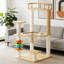 Tour à chat 32,2 po, tour à chat en bois pour chats d'intérieur, arbre à chat avec poteaux à griffes recouverts de sisal et perchoir supérieur, maisonnette pour chat avec hamac en acrylique et jouets pour petits chats