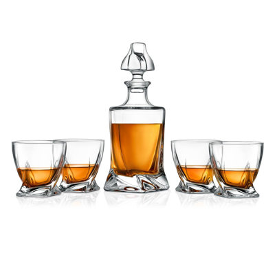Fioranna Glass 5 - Piece Whiskey Decanter Set