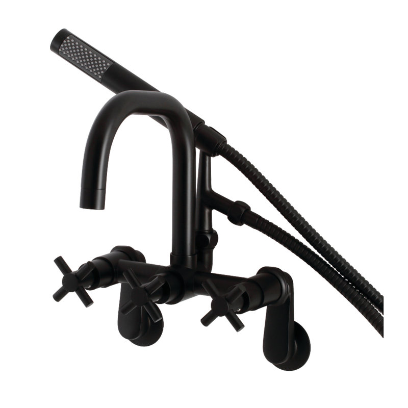 Kingston Brass Concord Wall Mount Clawfoot Tub Faucet, Matte Black, Cross