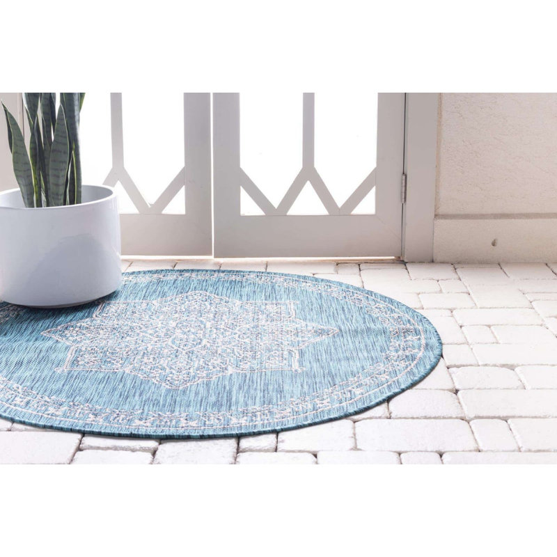 Tapis extérieur vert foncé, Rond 4 pi