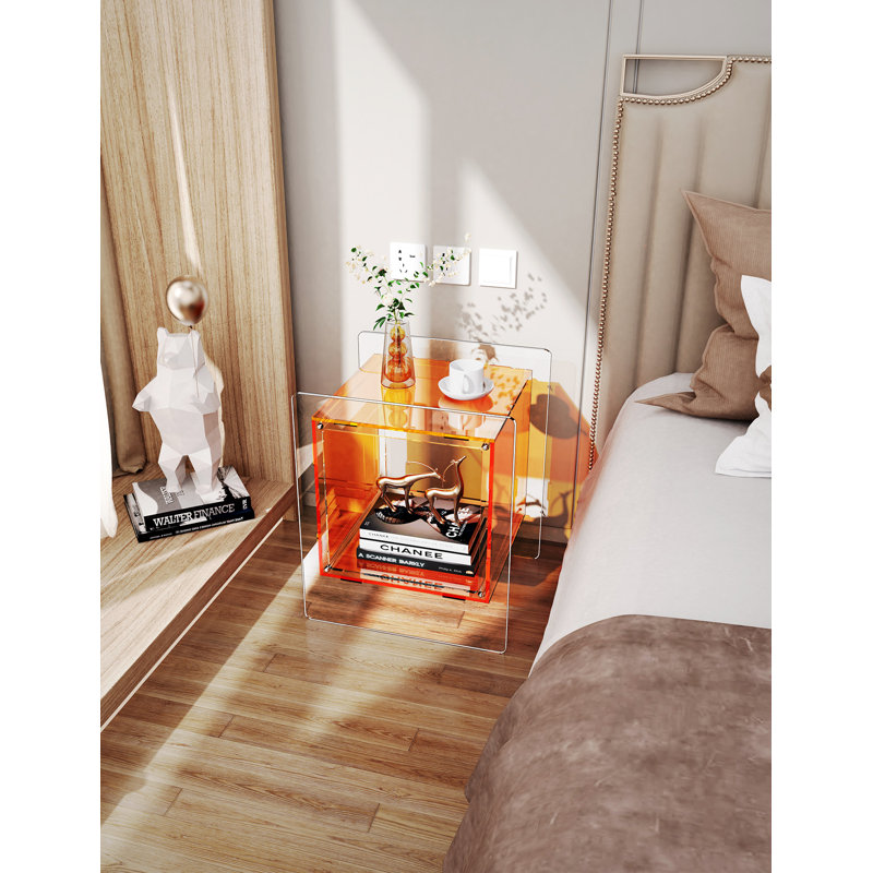 Samuelsson Acrylic Side Table, Nightstand Bedside Table, Orange