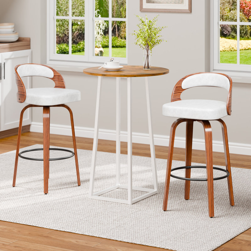 Ensemble de 2 tabourets de bar pivotants 29,2 po, Blanc, 2
