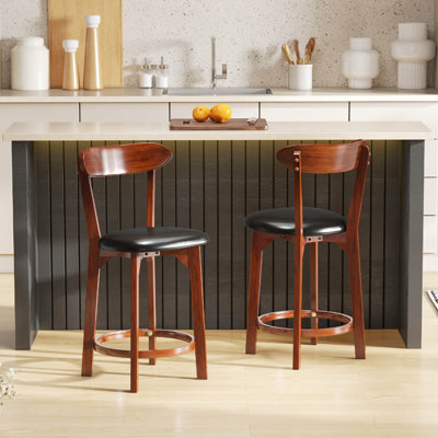 Bar Stool With Curved Backrest & Footrest Counter Height Stools by Darby Home Co